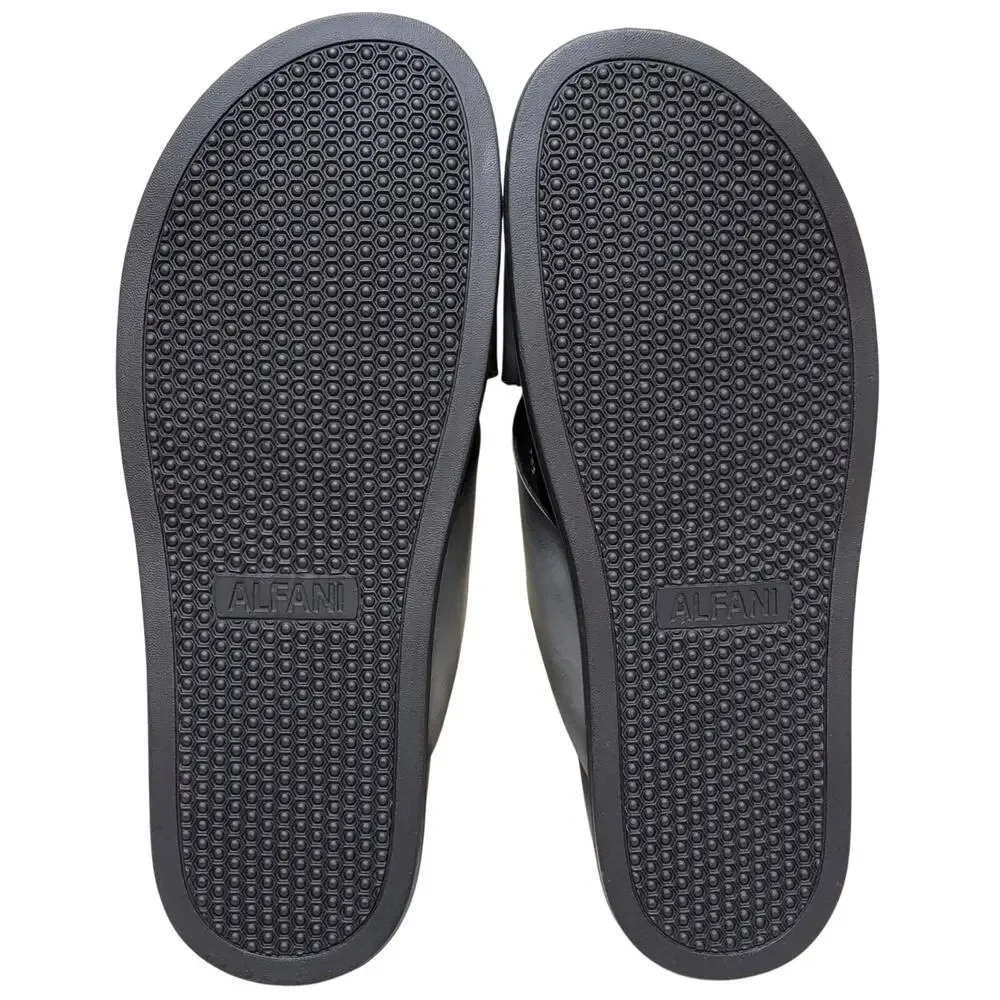 Alfani Men Wallacee Cross Strap Slide Sandals Size US 9M Charcoal Grey